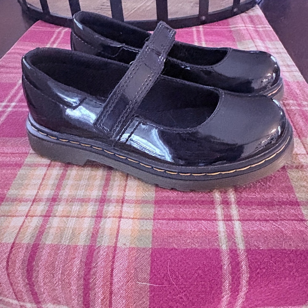Dr. Martens “Maccy” Shiny Black Kids Dress Shoes - Picture 2 of 3